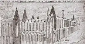 Ruines de l'abbaye du Calvaire au XIXe siècle