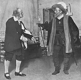 :Enrique Borrás (es) (Pedro Crespo, à gauche) et :Leovigildo Ruiz Tatay (es) (Don Lope, à droite) dans une mise en scène au :Teatro Español (es) de Madrid en 1909.