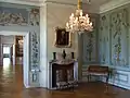 Salle de musique avec papiers peints du château d'Ostrau, vers 1720/1730