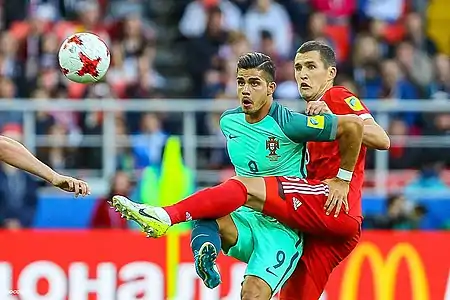 2017, durant le match Russie contre le Portugal.