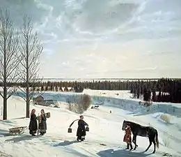 Nikifore Krylov : Hiver russe (tableau de Krylov), Musée russe (1827)