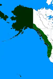 Les territoires de chasses revendiqués par les Russes sur le continent américain au XIXe siècle.