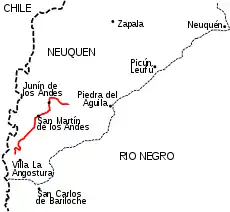 Portion de la RN 40 entre Junín de los Andes et Villa La Angostura en province de Neuquén y compris la Route des Sept Lacs.