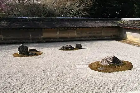 Jardin de pierre au Ryoan-ji. Début du XVIe siècle