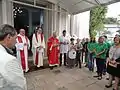 Mgr Ruffinoni Ruffinoni, durant la messe pour les 140 ans de fondation de la Communauté São Romédio, 20 avril 2016.