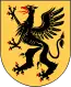 Blason de la province suédoise de Södermanland, représentant un griffon noir à la langue et aux doigts bleus.