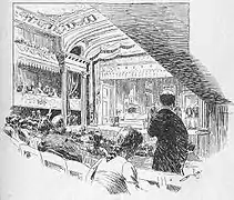 Le théâtre Södra en 1889. Dessin de Vicke Andrén