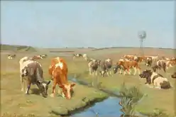 Vaches pâturant près d'un ruisseau (1914)