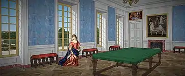 Essai de restitution de la salle du billard de Choisy vers 1730.