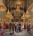 Peinture datant de 1874 par Martin Monnickendam, présentant la réception du Lord Mayor au palais.
