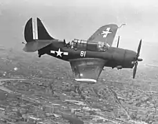 SB2C-5 Helldiver de la VB-10 au-dessus de Tianjin (septembre 1945).