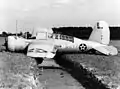 SBN-1 du VT-8 après un atterrissage forcé sur la Naval Air Station de Hampton Roads (Virginie)(1941).