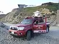 Un camion du service de sauvetage des plages (ici celle de Pacific Beach) des pompiers de San Diego, en Californie.