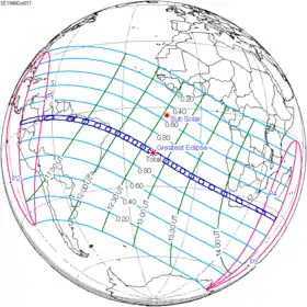 Carte de l'éclipse générale.