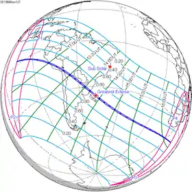 Carte de l'éclipse générale.