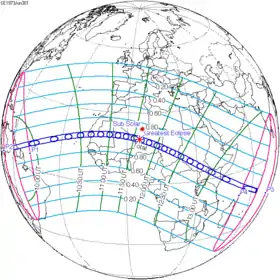 Carte de l'éclipse générale.