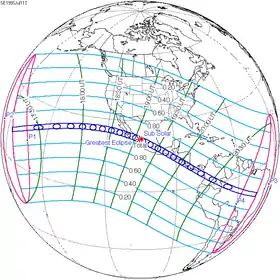 Carte de l'éclipse générale.