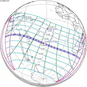 Carte de l'éclipse générale.