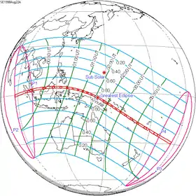 Carte de l'éclipse générale.