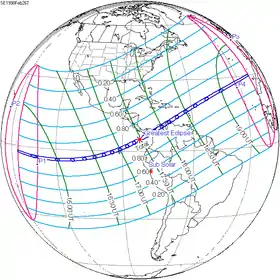 Carte de l'éclipse générale.