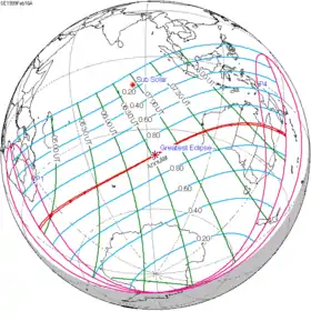 Carte de l'éclipse générale.