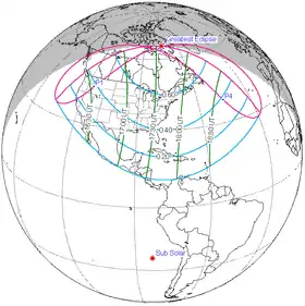 Carte de l'éclipse générale.