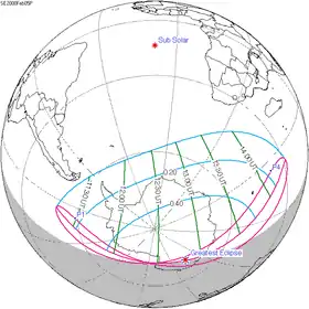 Carte de l'éclipse générale.