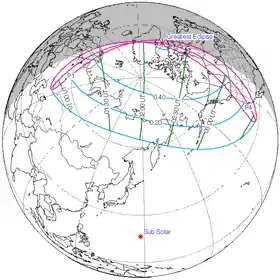 Carte de l'éclipse générale.