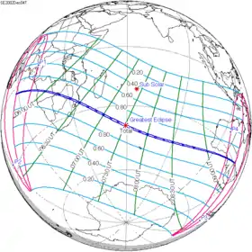 Carte de l'éclipse générale