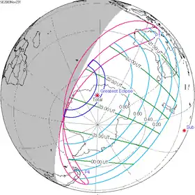 Carte de l'éclipse générale