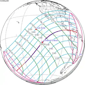 Carte de l'éclipse générale