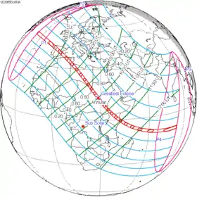 Carte de l'éclipse générale