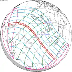 Carte de l'éclipse générale