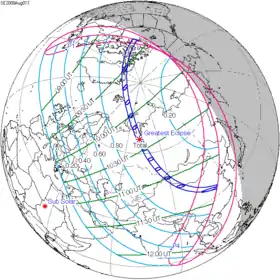 Carte de l'éclipse générale