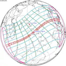 Carte de l'éclipse générale