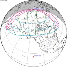 Carte de l'éclipse générale.