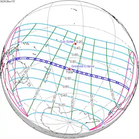 Carte de l'éclipse générale