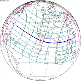 Carte de l'éclipse générale