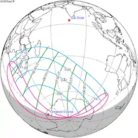 Carte de l'éclipse générale