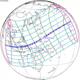 Carte générale de l'éclipse.
