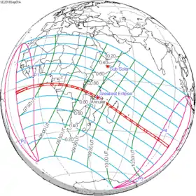 Carte de l'éclipse générale.