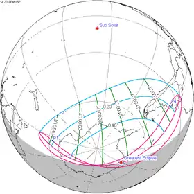 Carte de l'éclipse générale.