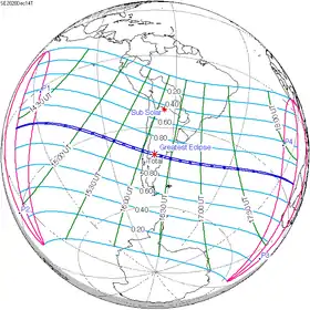 Carte de l'éclipse générale.