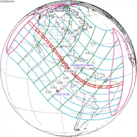 Carte de l'éclipse générale.