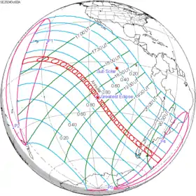 Carte de l'éclipse générale.