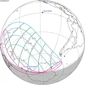 Carte de l'éclipse générale