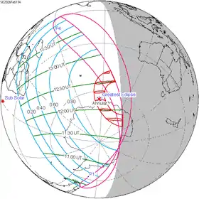 Carte de l'éclipse générale.