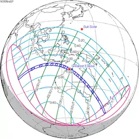 Carte de l'éclipse générale.