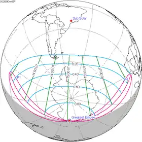 Carte de l'éclipse générale