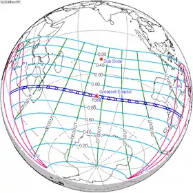 Carte de l'éclipse générale.